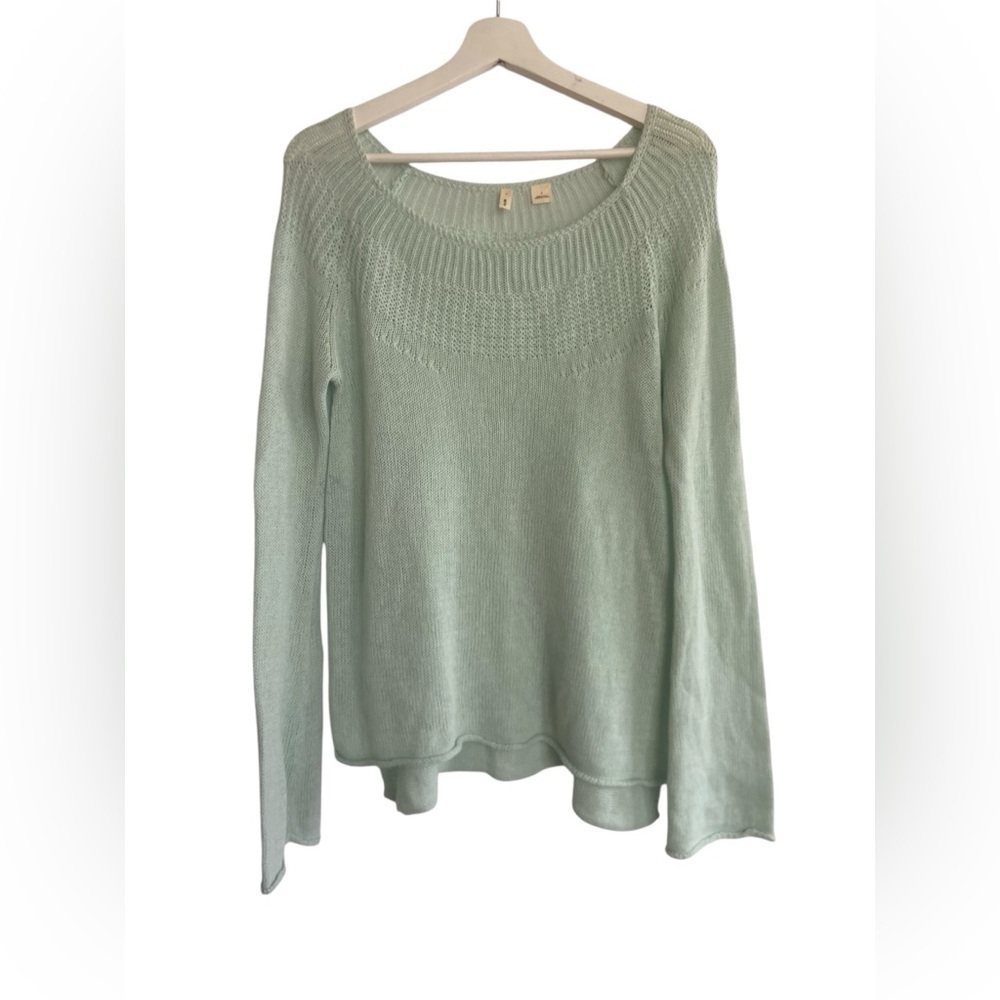 Anthropologie Moth Linen Blend Knit Scoop Neck Sweater Pastel Size Small
